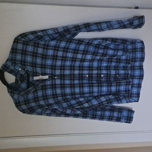 JCrew Plaid Shirt  NWT 99%Cotton 1% Elastane Blue and black print. NWT size 10
